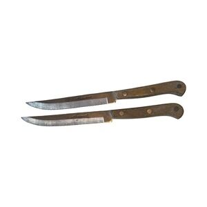 Vintage Medallion Steak Knives‎ Set of 2 Wood Handle Stainless Steel Japan